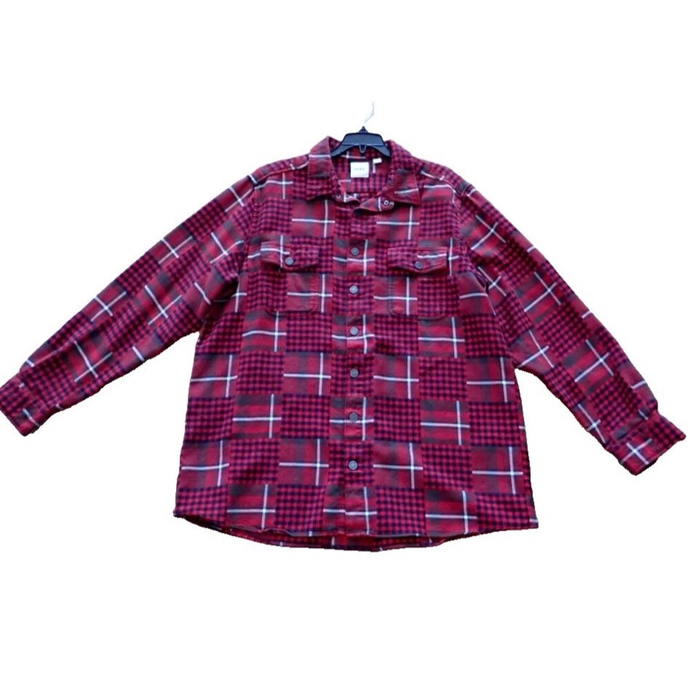 ROWM Flannel Men's Shirt 2XT L/S Man Red Black & White Plaid with Snaps Heavy